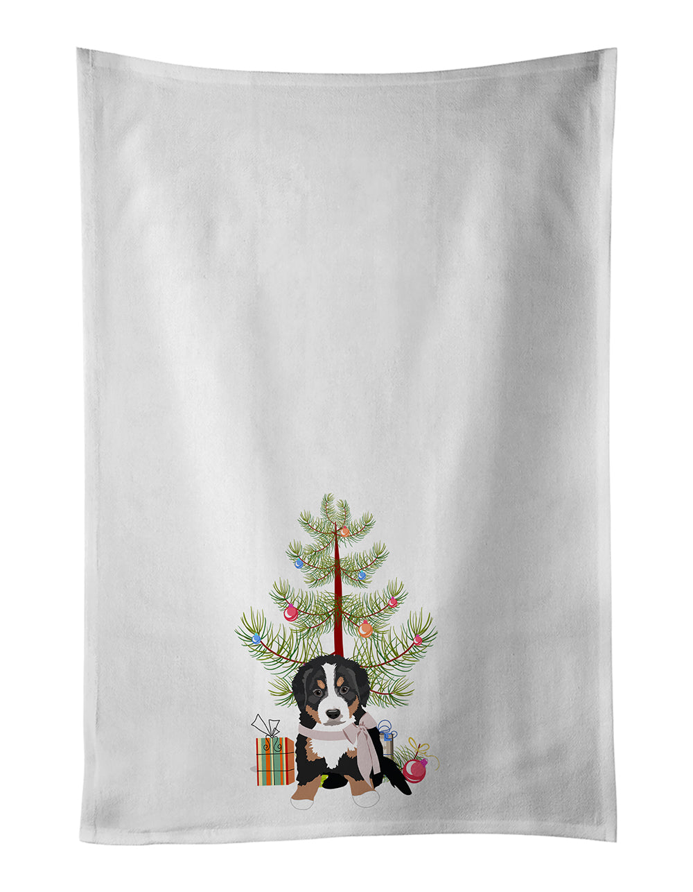 Buy this Bernese Mountain Dog Puppy #1 Christmas White Kitchen Towel Set of 2