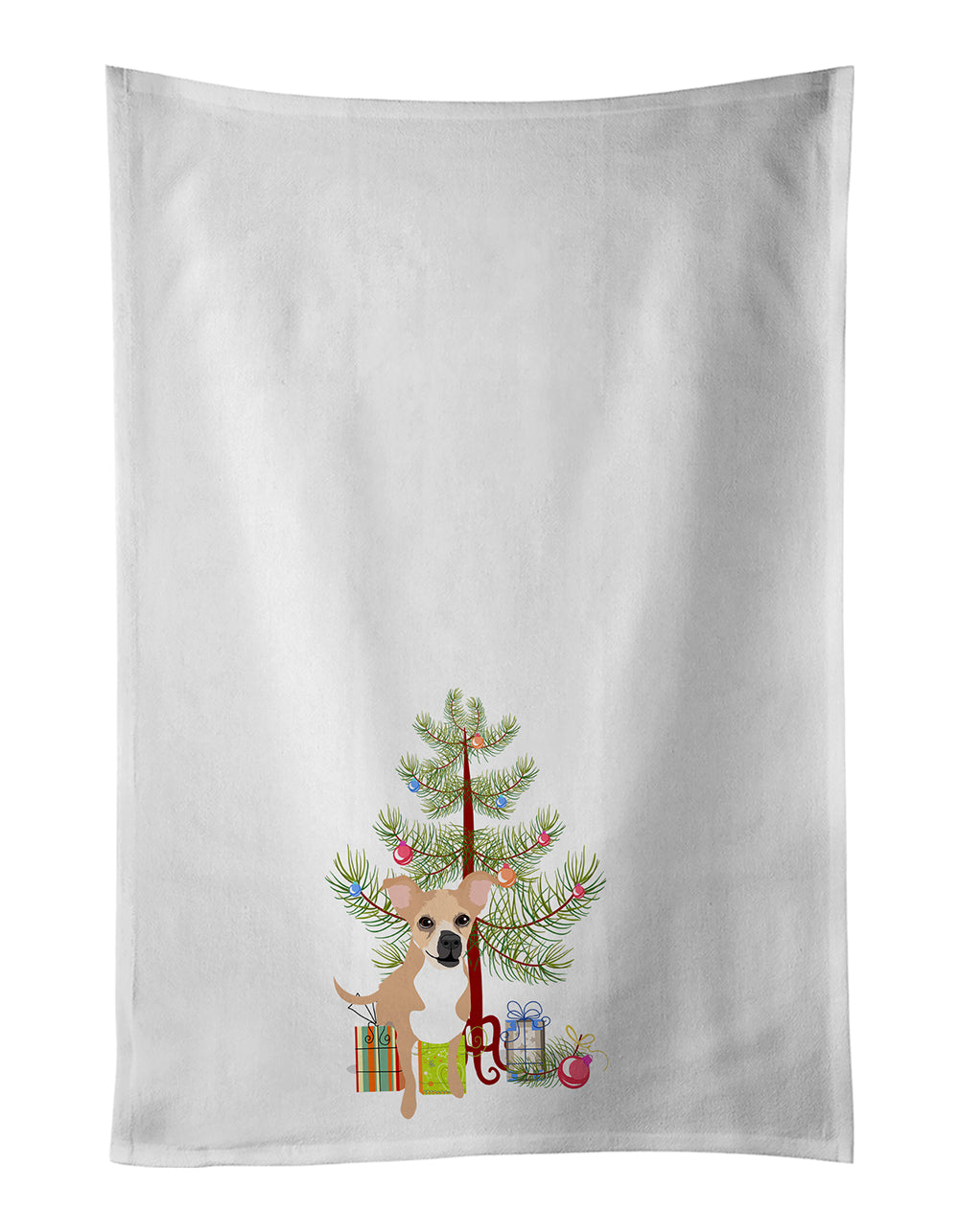 Buy this Chihuahua Gold and White Christmas White Kitchen Towel Set of 2