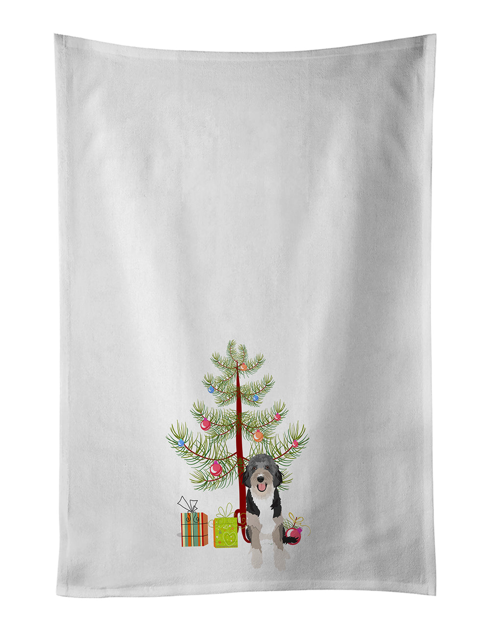 Buy this Doodle Black Tricolor #1 Christmas White Kitchen Towel Set of 2