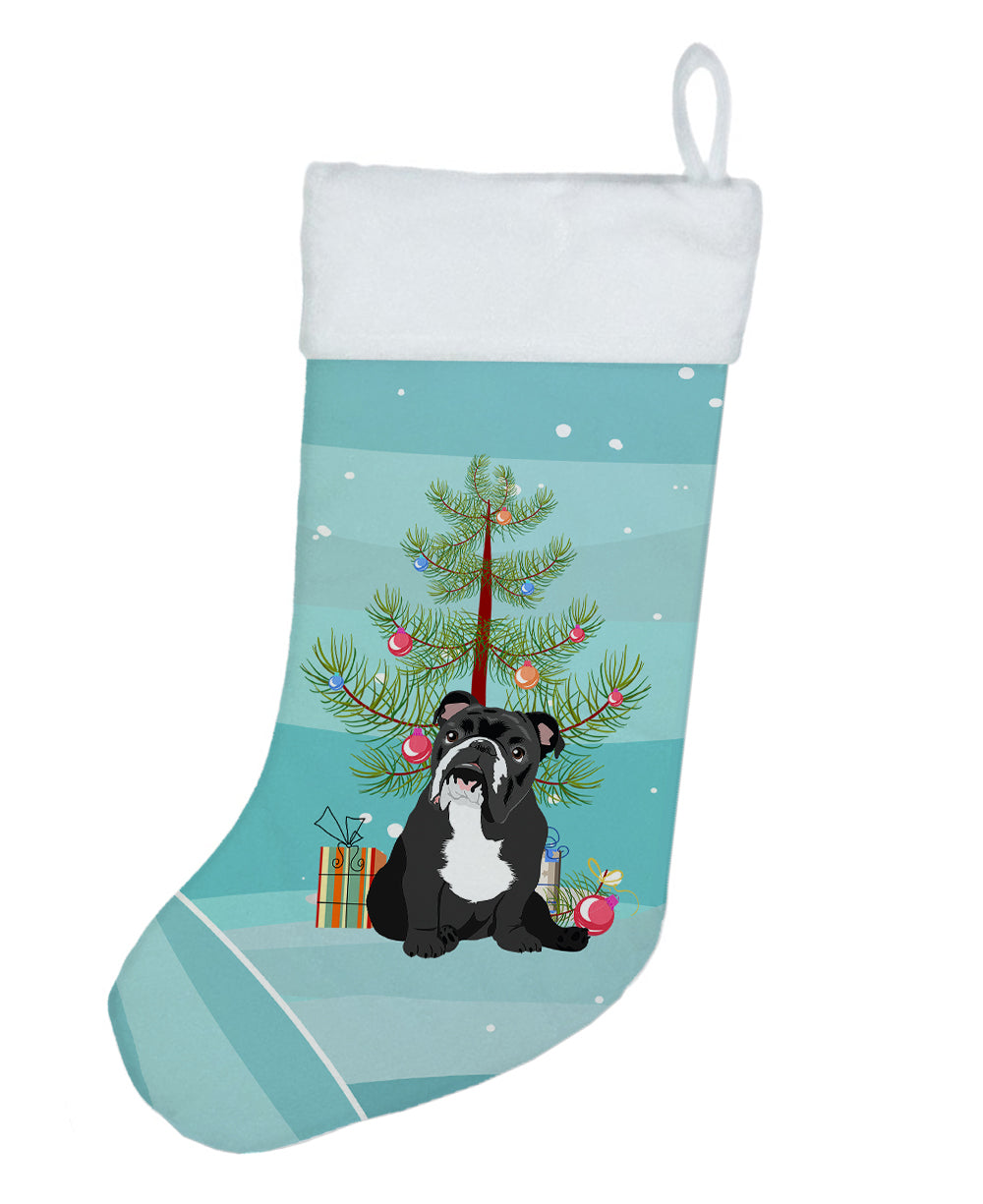 English Bulldog Black and White Christmas Christmas Stocking  the-store.com.