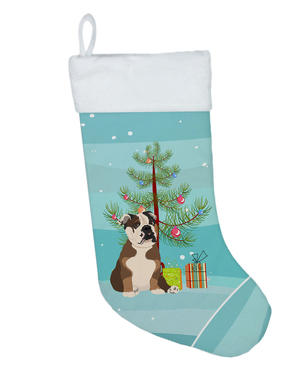 English Bulldog Chocolate Tan Christmas Christmas Stocking  the-store.com.