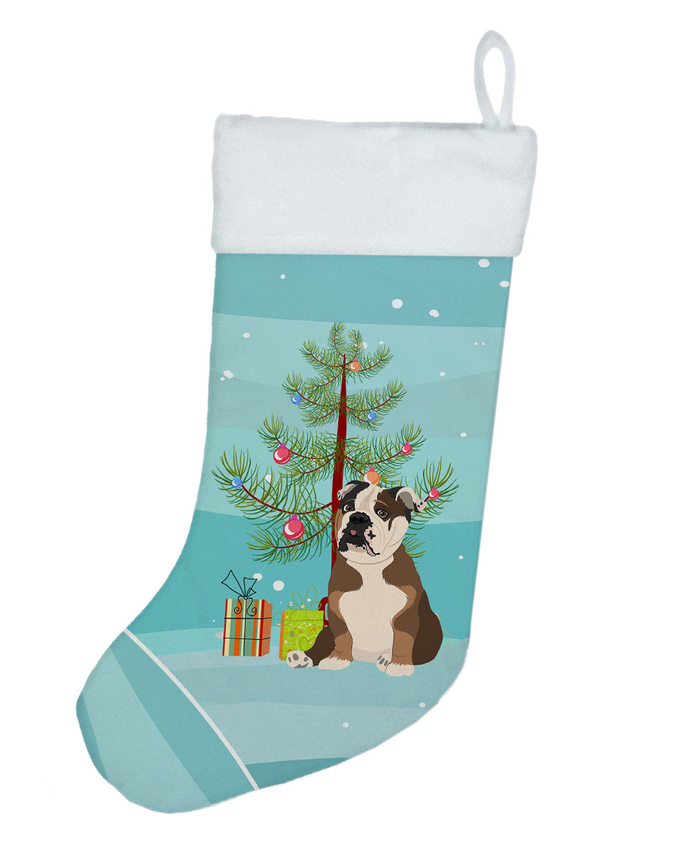 English Bulldog Chocolate Tan Christmas Christmas Stocking  the-store.com.