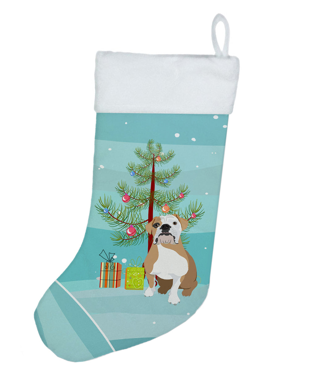 English Bulldog Fawn and White Christmas Christmas Stocking  the-store.com.