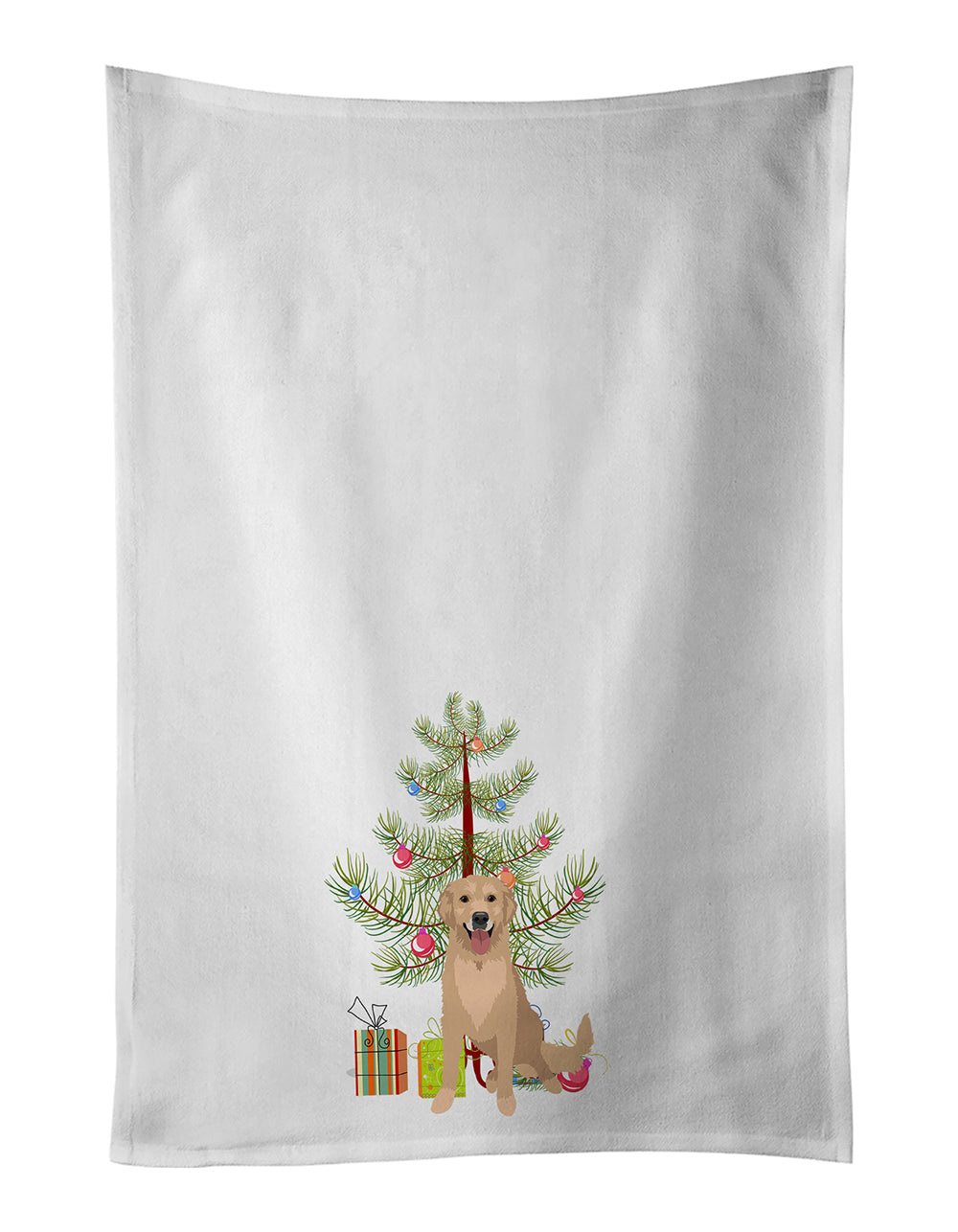 Buy this Golden Retriever Fawn #3 Christmas White Kitchen Towel Set of 2