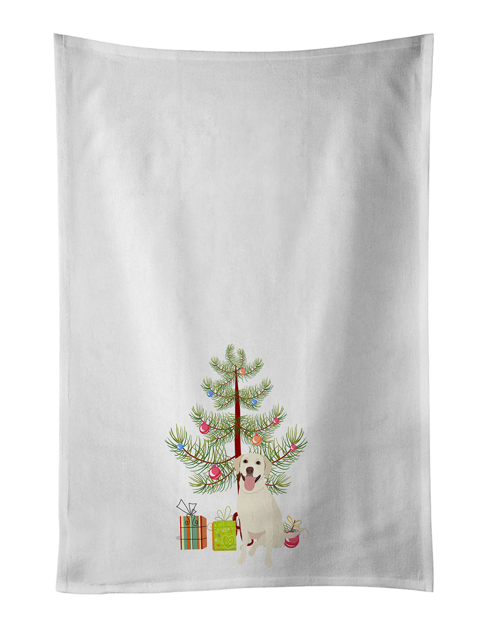 Buy this Labrador Retriever Yellow #1 Christmas White Kitchen Towel Set of 2