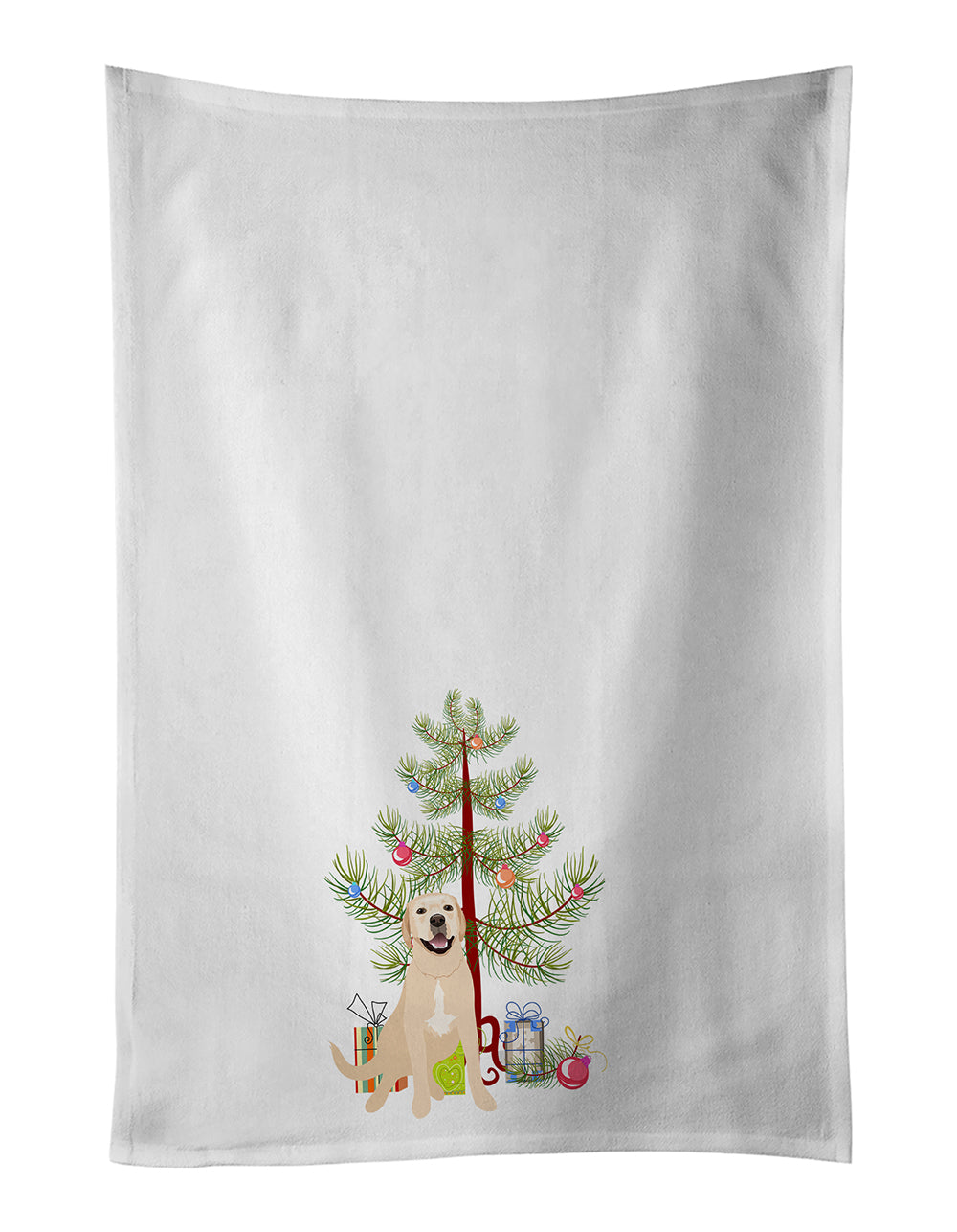 Buy this Labrador Retriever Yellow #2 Christmas White Kitchen Towel Set of 2