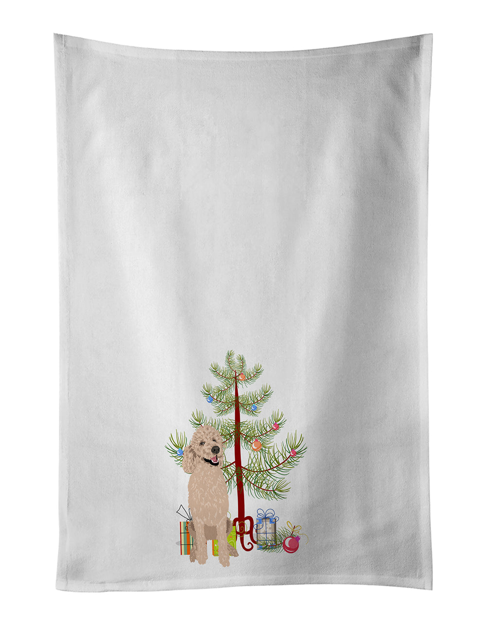 Buy this Poodle Standard Cafe Au Lait Christmas White Kitchen Towel Set of 2