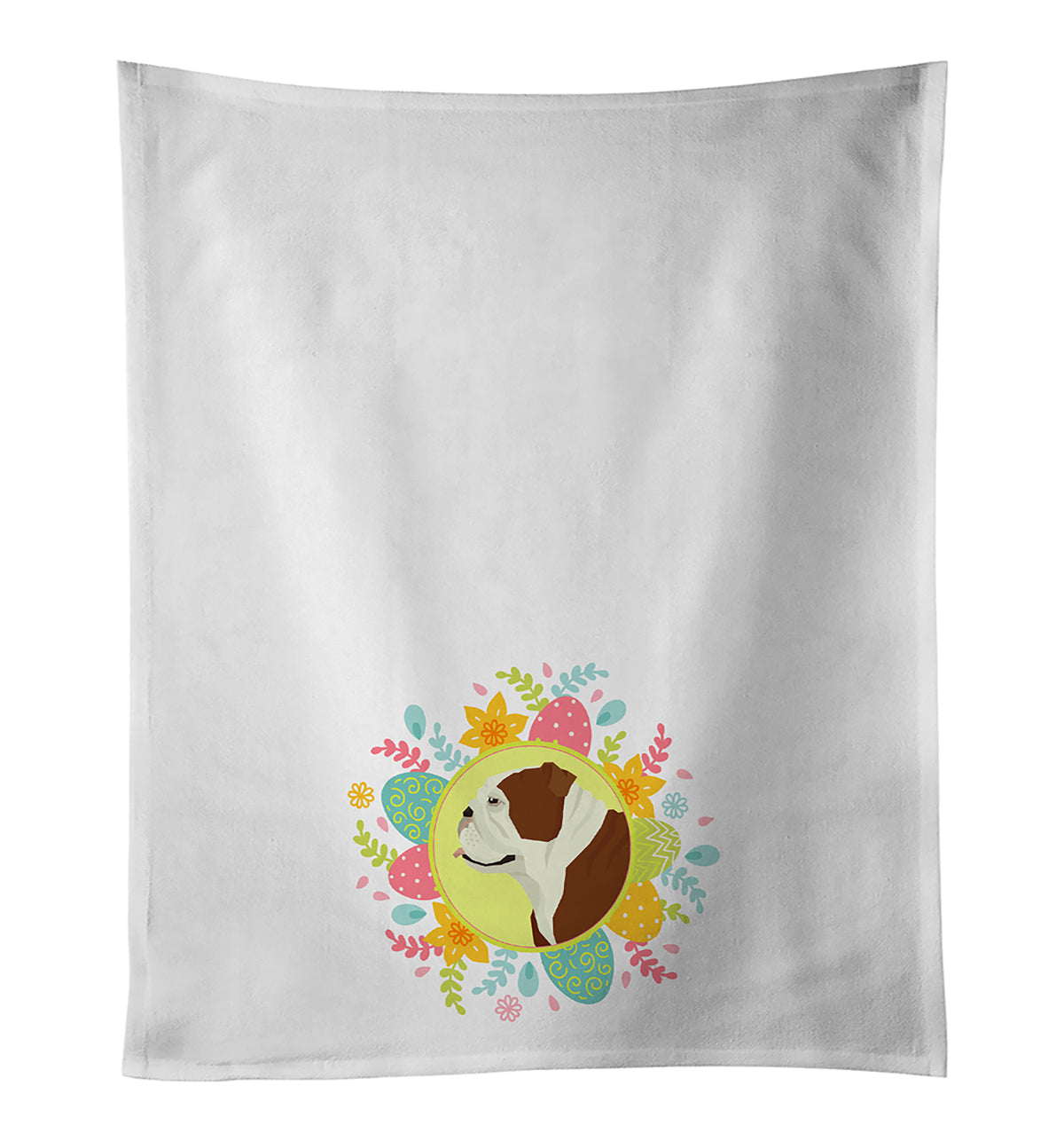 Buy this English Bulldog Easter White Kitchen Towel Set of 2