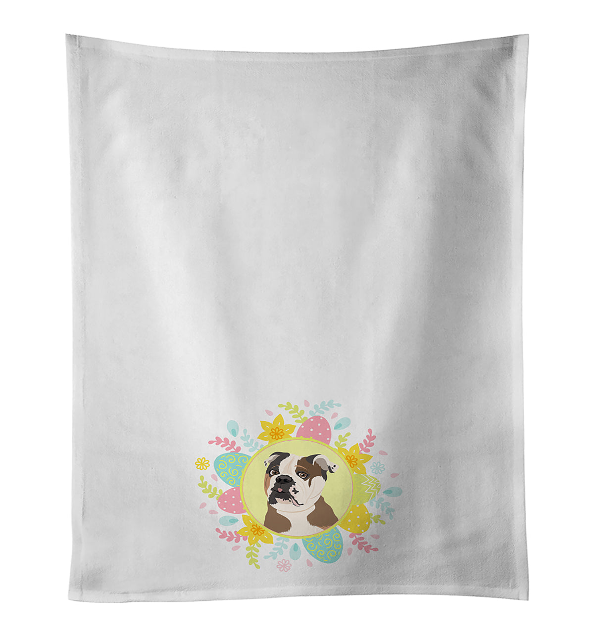 Buy this English Bulldog Chocolate Tan Easter White Kitchen Towel Set of 2