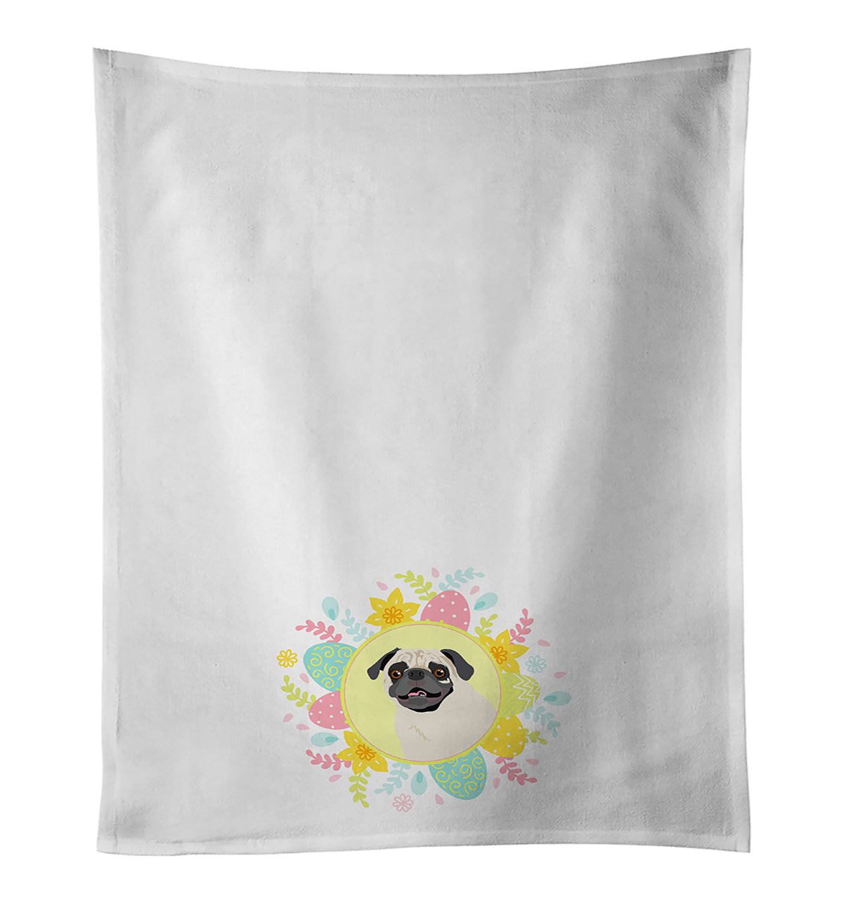 Buy this Pug Fawn #2 Easter White Kitchen Towel Set of 2