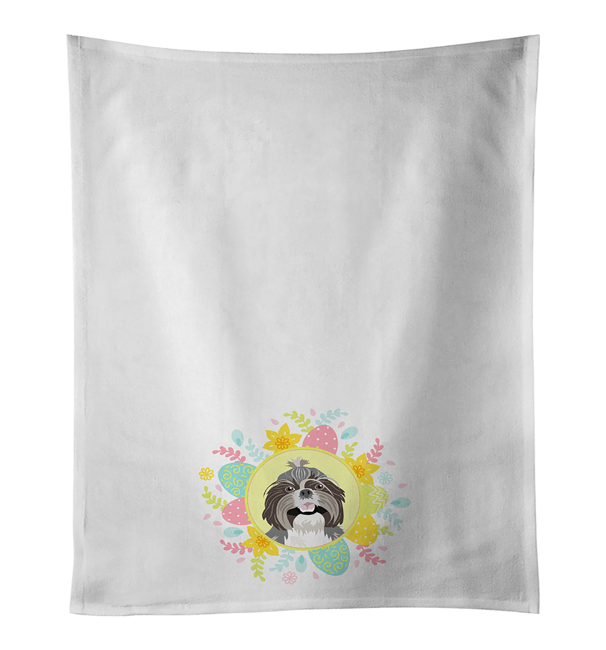 Buy this Shih-Tzu Silver and White #2 Easter White Kitchen Towel Set of 2