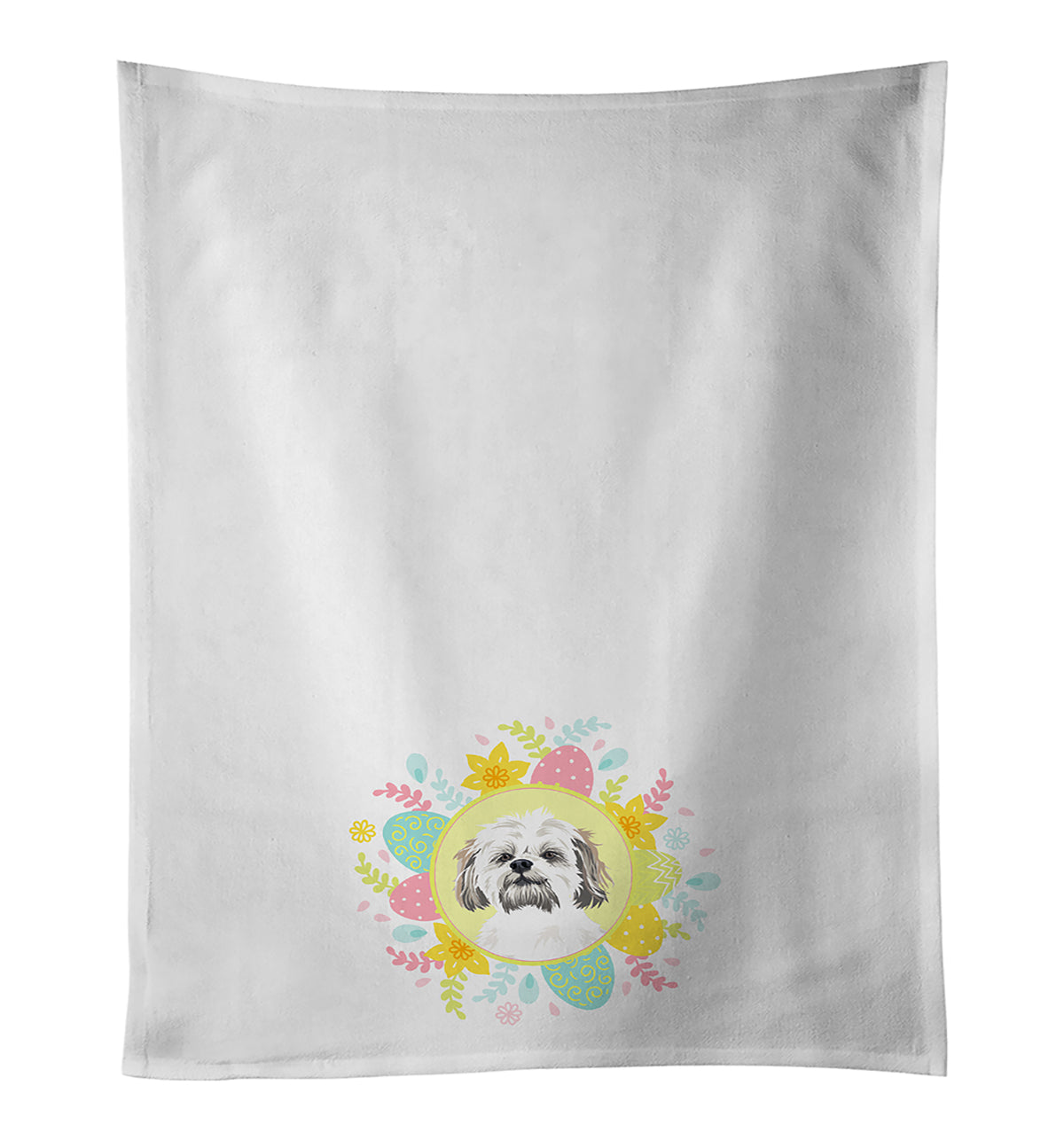 Buy this Shih-Tzu Silver Gold and White #1 Easter White Kitchen Towel Set of 2
