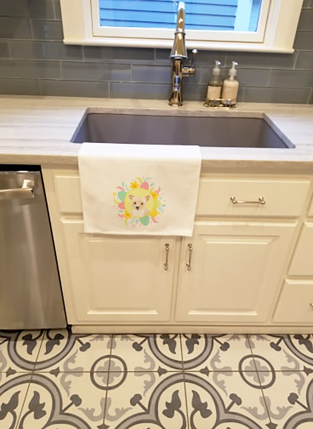 Yorkie Parti Easter White Kitchen Towel Set of 2 - the-store.com