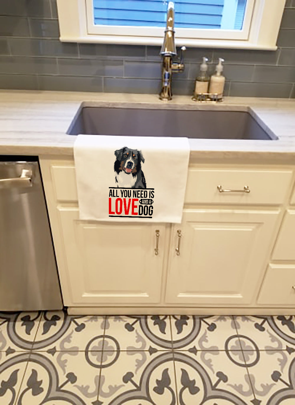 Australian Shepherd Black Tricolor #1  White Kitchen Towel Set of 2 - the-store.com