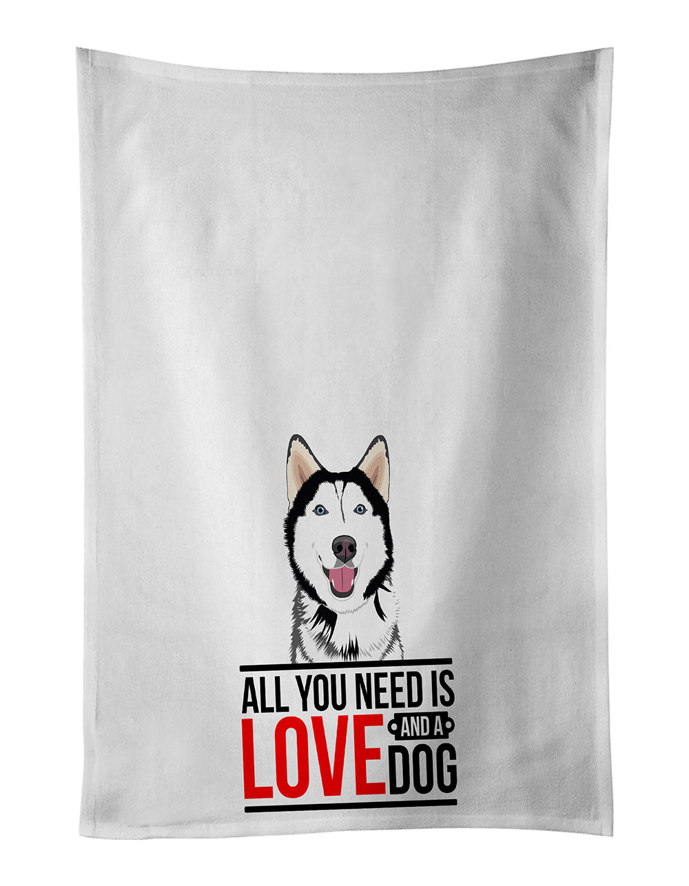 Buy this Siberian Husky Black and White #1  White Kitchen Towel Set of 2