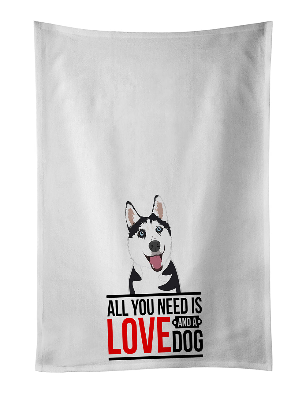 Buy this Siberian Husky Black and White #2  White Kitchen Towel Set of 2