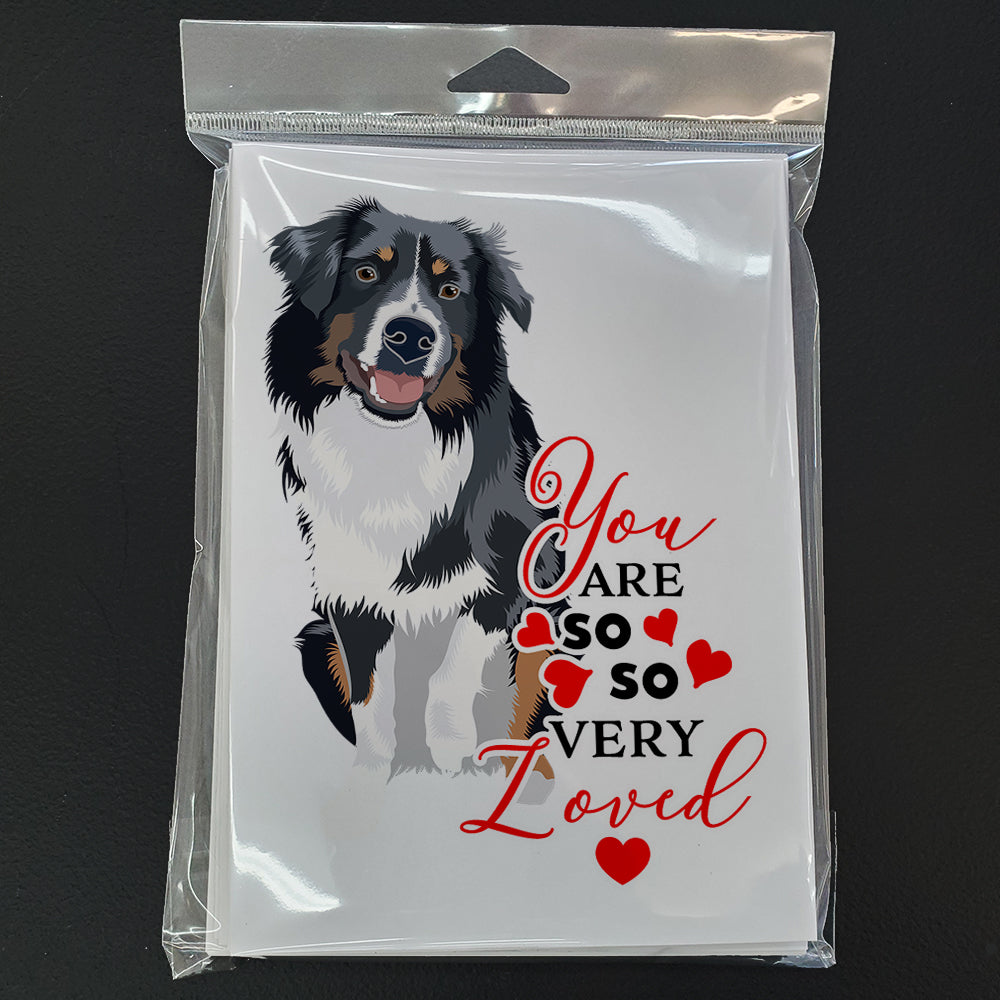 Australian Shepherd Black Tricolor #1 so Loved Greeting Cards and Envelopes Pack of 8 - the-store.com