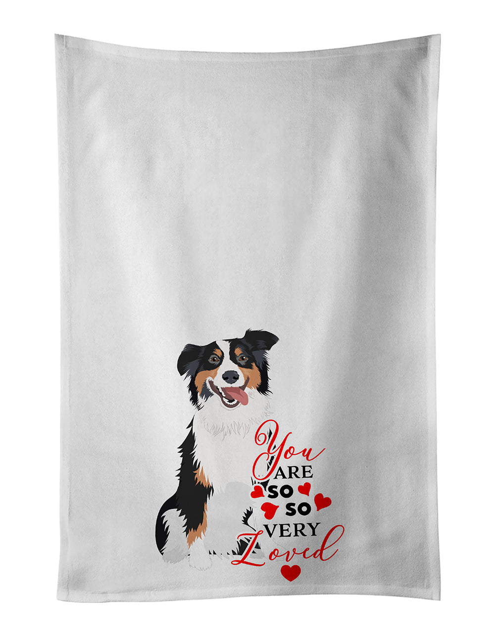 Buy this Australian Shepherd Black Tricolor #2 so Loved White Kitchen Towel Set of 2