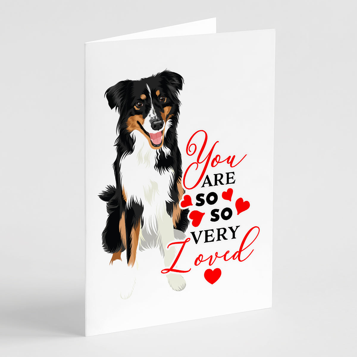 Buy this Australian Shepherd Black Tricolor #3 so Loved Greeting Cards and Envelopes Pack of 8