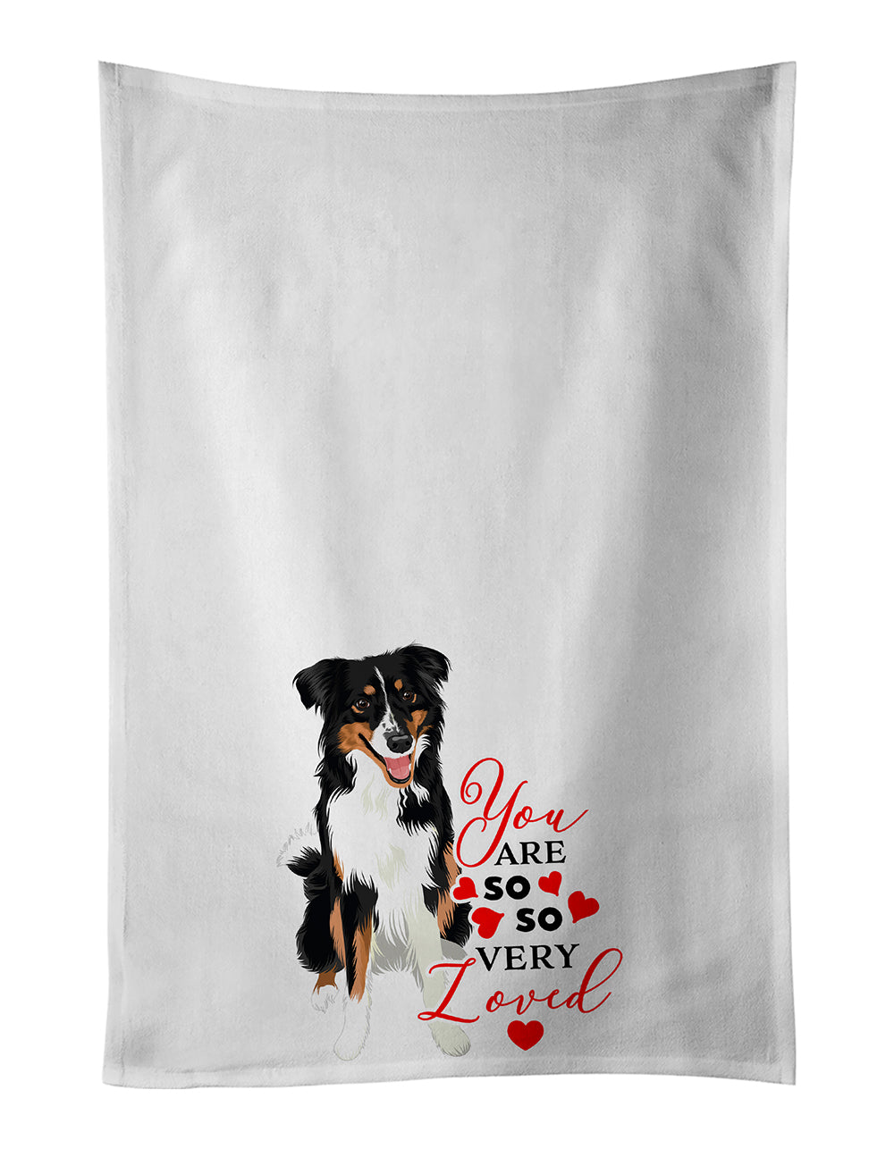 Buy this Australian Shepherd Black Tricolor #3 so Loved White Kitchen Towel Set of 2