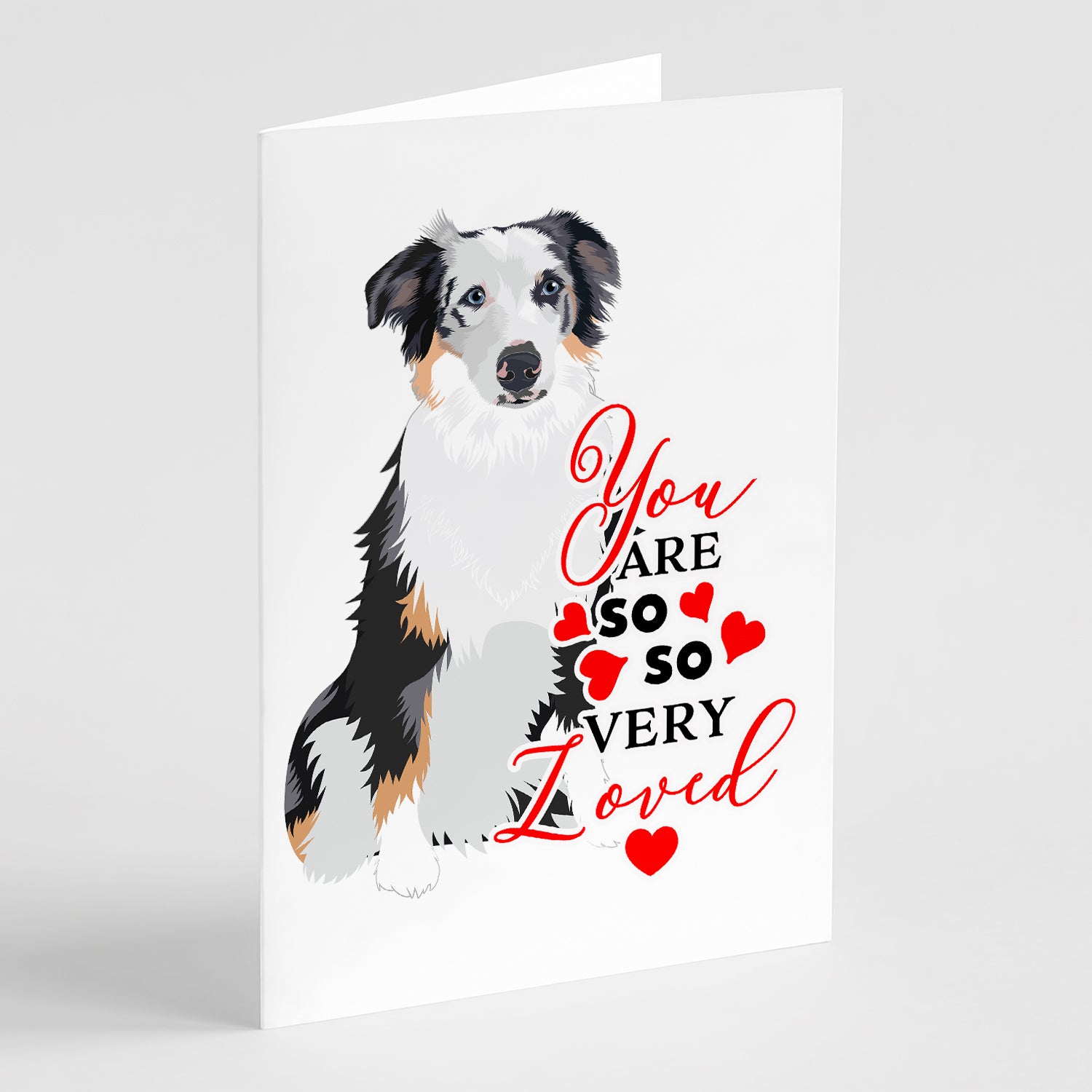 Buy this Australian Shepherd Blue Merle #1 so Loved Greeting Cards and Envelopes Pack of 8