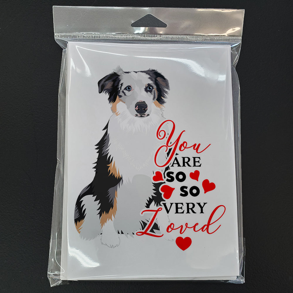 Australian Shepherd Blue Merle #1 so Loved Greeting Cards and Envelopes Pack of 8 - the-store.com