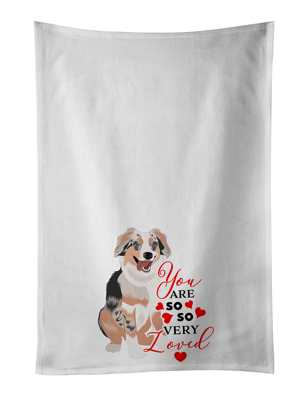 Buy this Australian Shepherd Blue Merle Puppy #1 so Loved White Kitchen Towel Set of 2