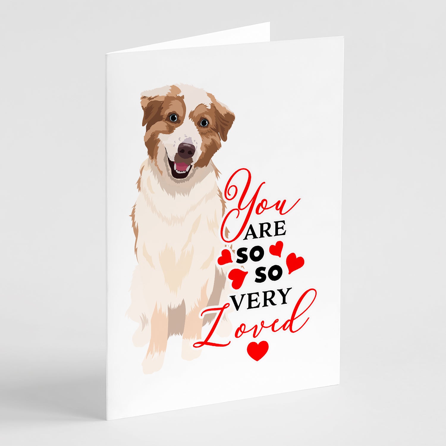 Buy this Australian Shepherd Red and White #1 so Loved Greeting Cards and Envelopes Pack of 8