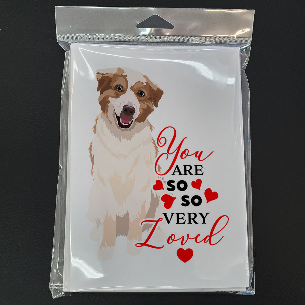 Australian Shepherd Red and White #1 so Loved Greeting Cards and Envelopes Pack of 8 - the-store.com