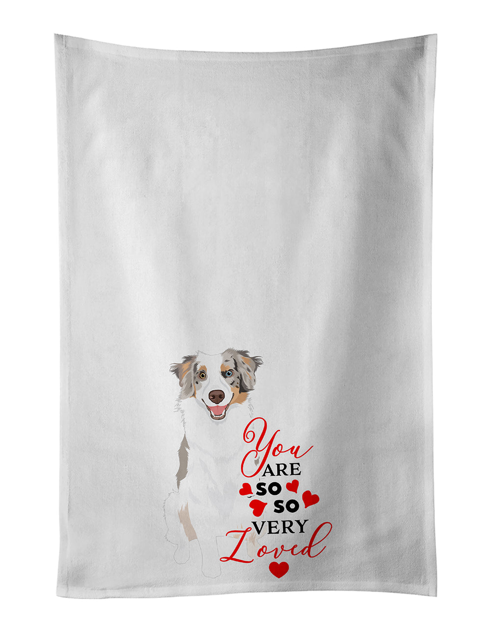 Buy this Australian Shepherd Red Merle Tricolor #1 so Loved White Kitchen Towel Set of 2