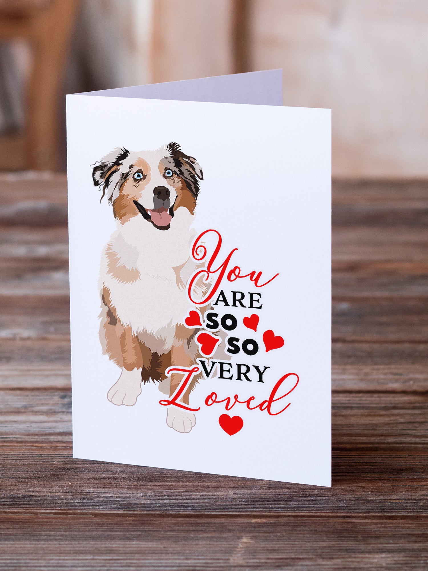 Buy this Australian Shepherd Red Merle Tricolor #2 so Loved Greeting Cards and Envelopes Pack of 8