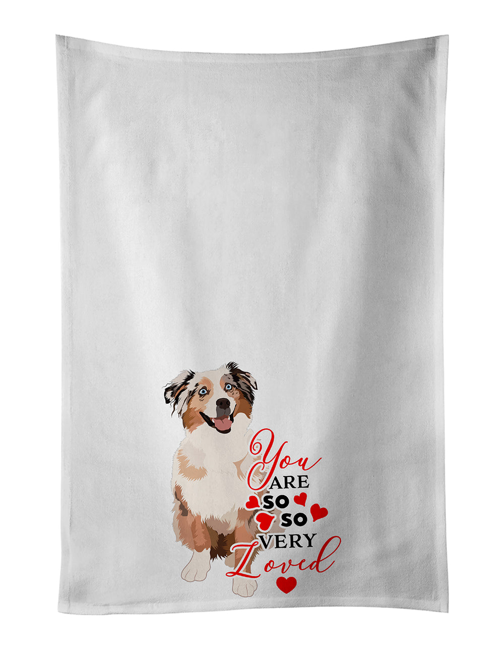 Buy this Australian Shepherd Red Merle Tricolor #2 so Loved White Kitchen Towel Set of 2