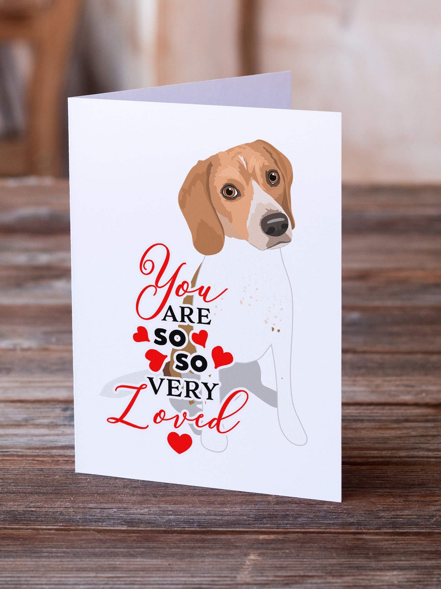 Buy this Beagle Red and White Red Ticked #3 so Loved Greeting Cards and Envelopes Pack of 8