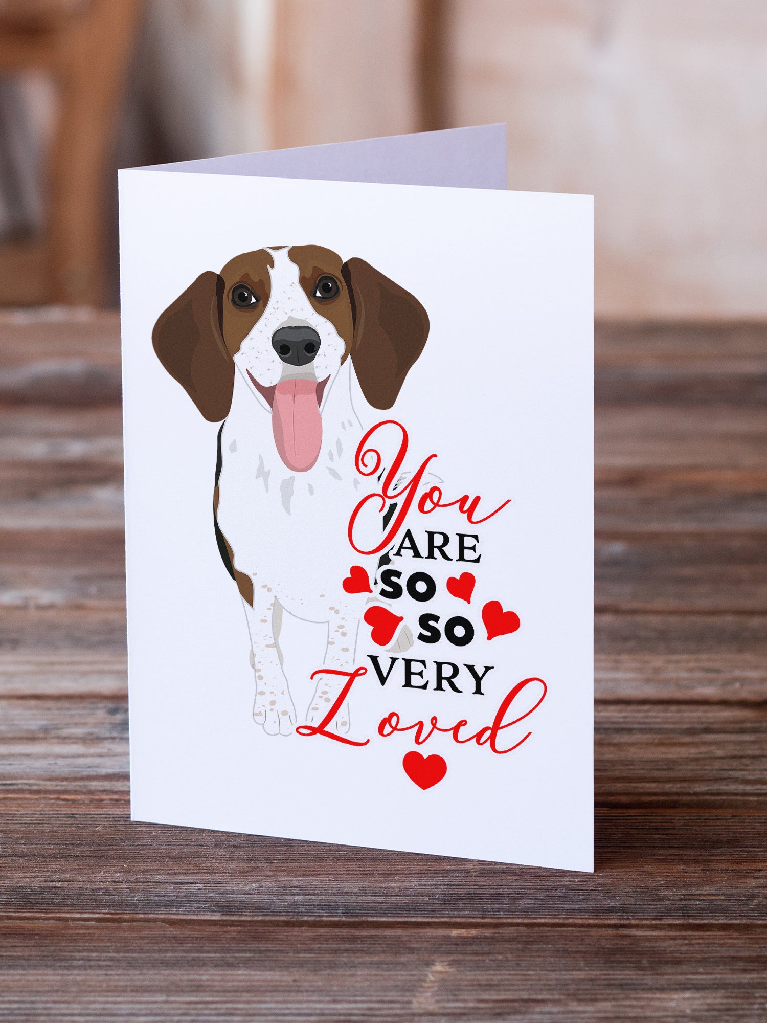 Buy this Beagle Tricolor Red Ticked #3 so Loved Greeting Cards and Envelopes Pack of 8