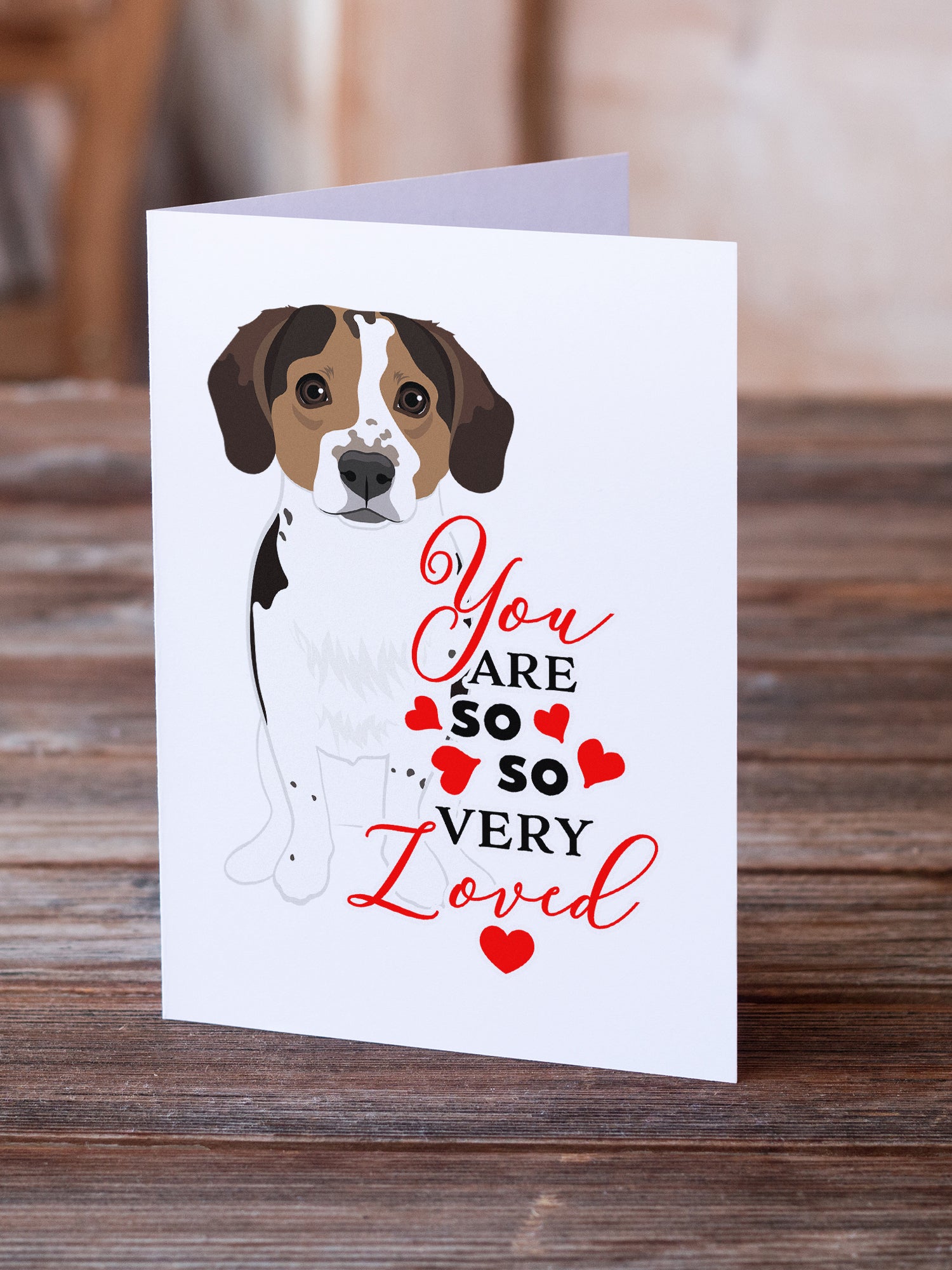 Beagle Tricolor Ticked so Loved Greeting Cards and Envelopes Pack of 8 - the-store.com