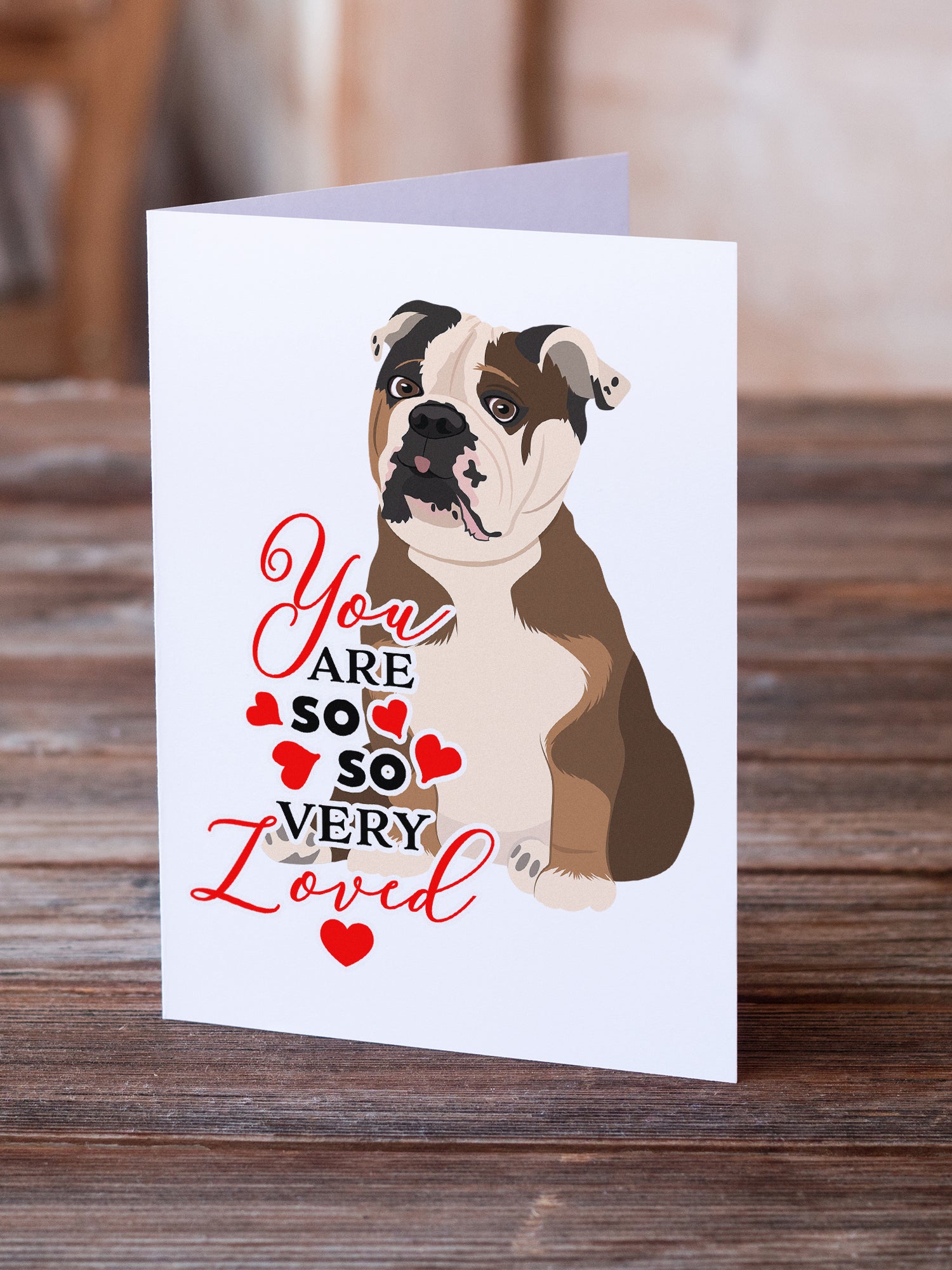 Buy this English Bulldog Chocolate Tan so Loved Greeting Cards and Envelopes Pack of 8