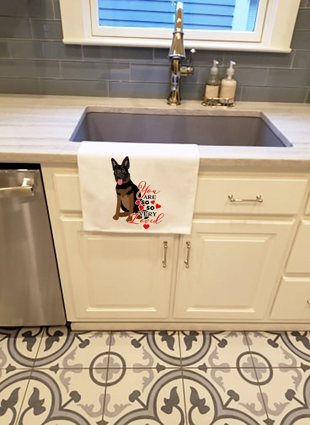 German Shepherd Bicolor so Loved White Kitchen Towel Set of 2 - the-store.com