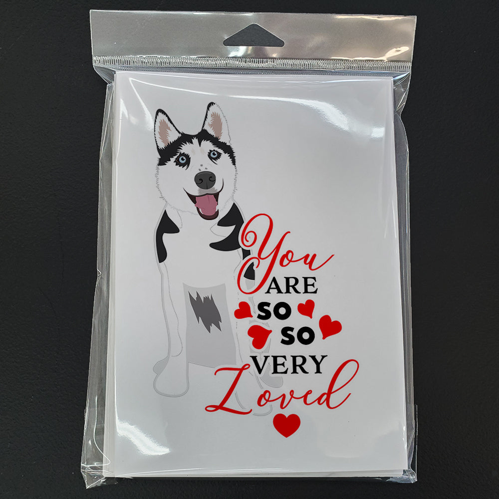 Siberian Husky Black and White #2 so Loved Greeting Cards and Envelopes Pack of 8 - the-store.com