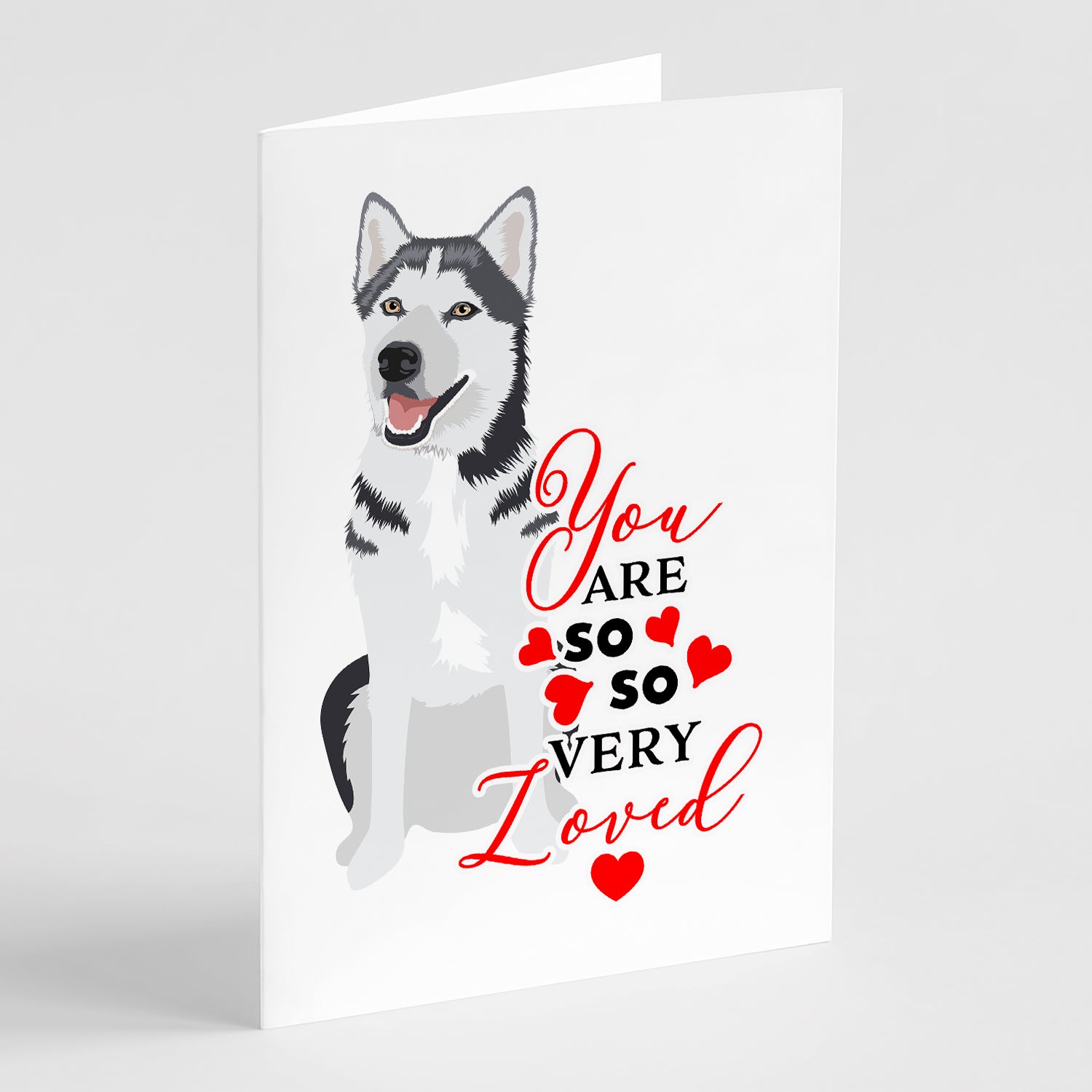 Buy this Siberian Husky Silver and White #1 so Loved Greeting Cards and Envelopes Pack of 8