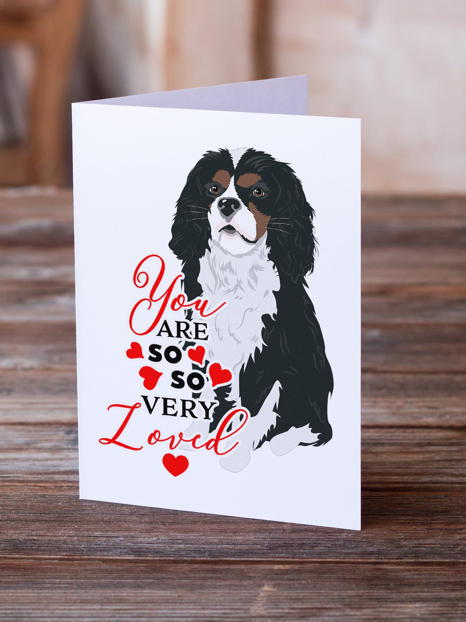 Cavalier King Charles Spaniel Tricolor #1 so Loved Greeting Cards and Envelopes Pack of 8 - the-store.com