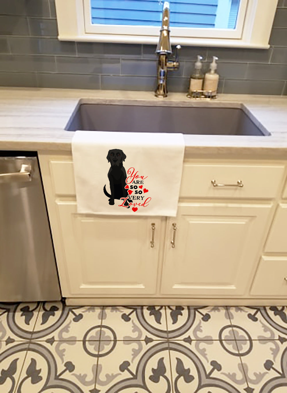 Labrador Retriever Black #2 so Loved White Kitchen Towel Set of 2 - the-store.com