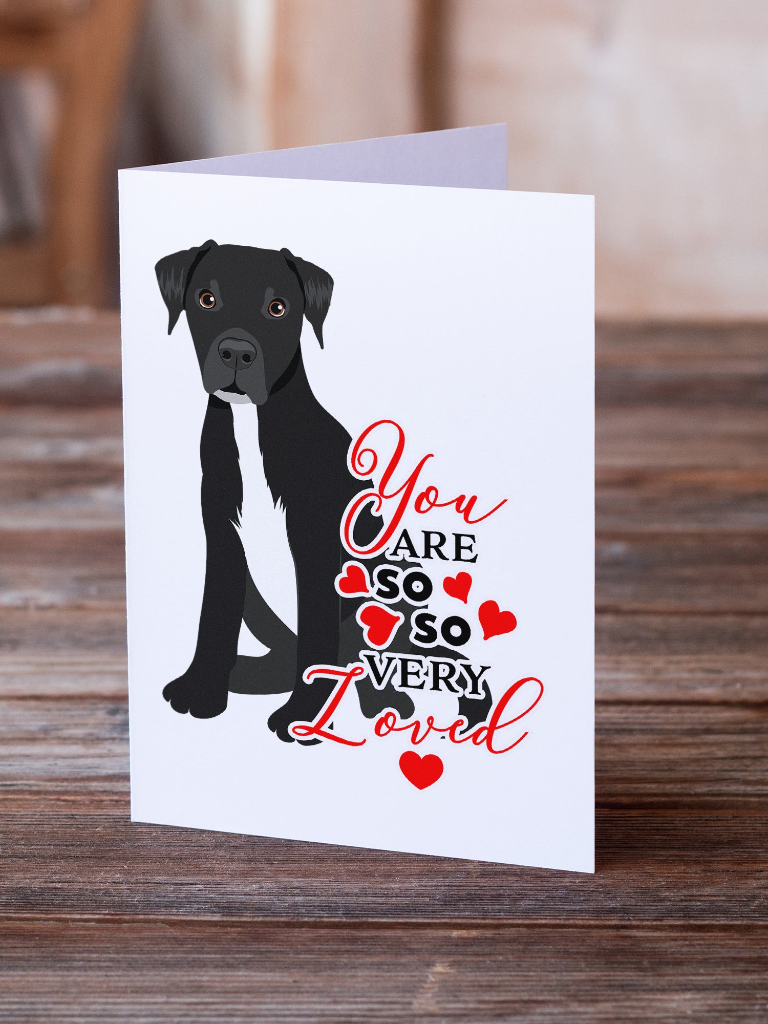 Buy this Pit Bull Black #1 so Loved Greeting Cards and Envelopes Pack of 8