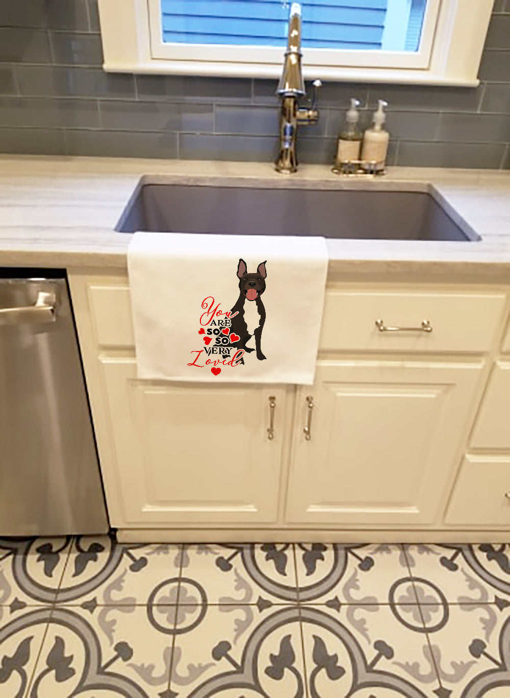 Pit Bull Black #4 so Loved White Kitchen Towel Set of 2 - the-store.com