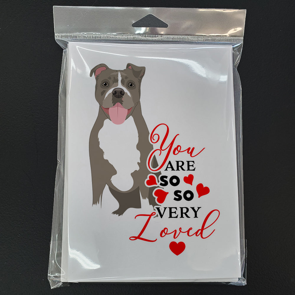 Pit Bull Blue #2 so Loved Greeting Cards and Envelopes Pack of 8 - the-store.com