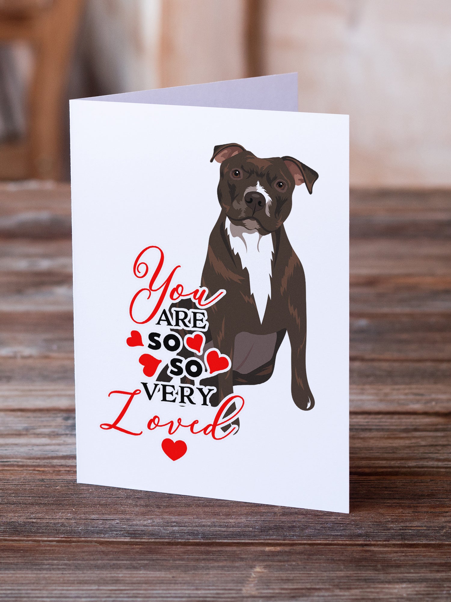 Pit Bull Brindle #2 so Loved Greeting Cards and Envelopes Pack of 8 - the-store.com