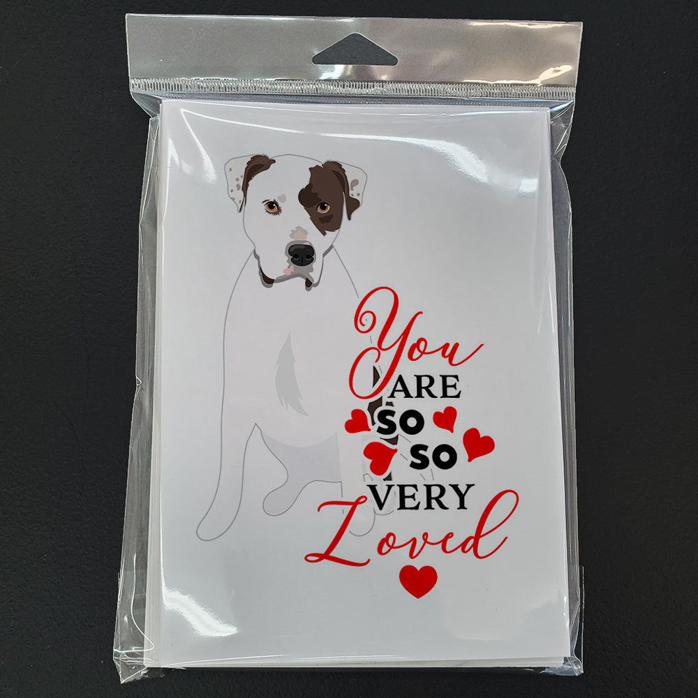 Pit Bull White #2 so Loved Greeting Cards and Envelopes Pack of 8 - the-store.com