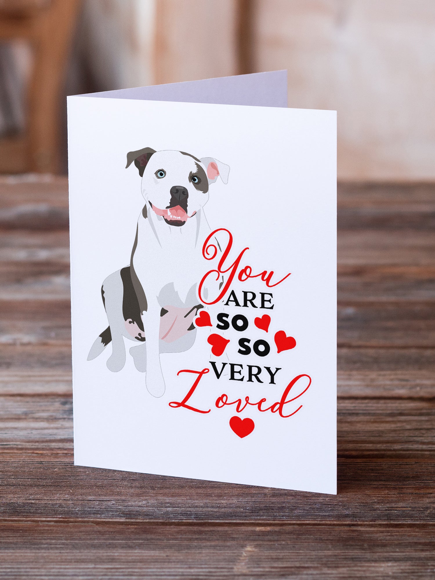 Pit Bull White #3 so Loved Greeting Cards and Envelopes Pack of 8 - the-store.com