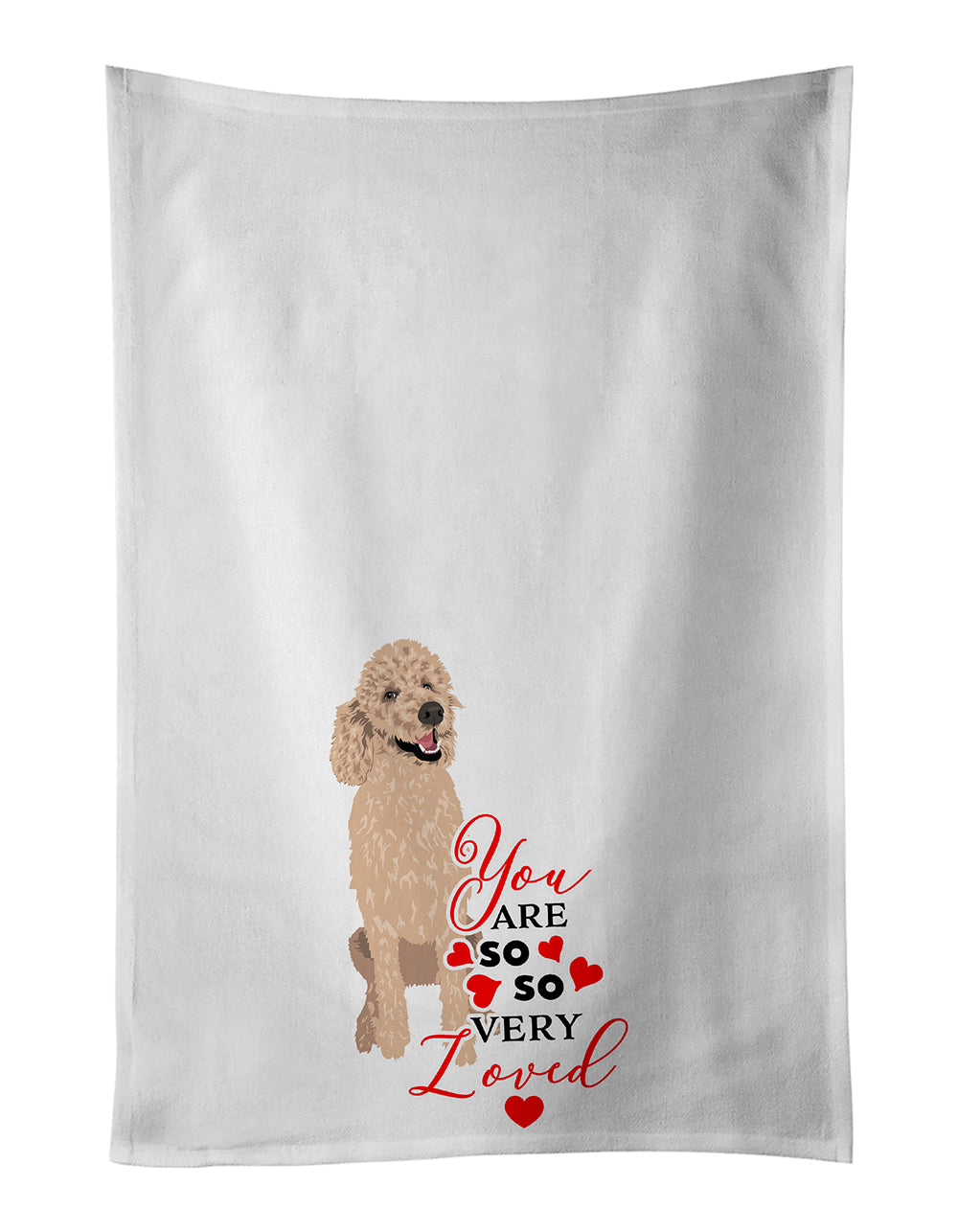 Buy this Poodle Standard Cafe Au Lait so Loved White Kitchen Towel Set of 2