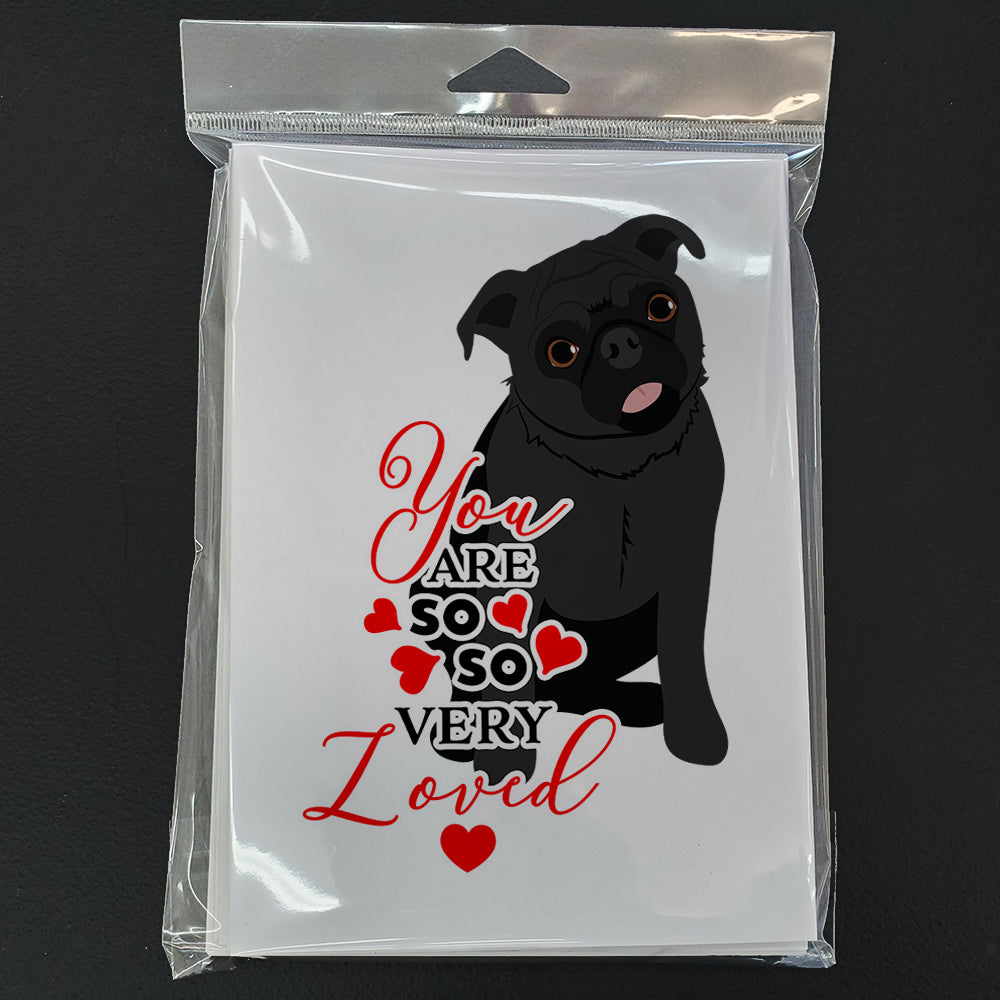 Pug Black #1 so Loved Greeting Cards and Envelopes Pack of 8 - the-store.com