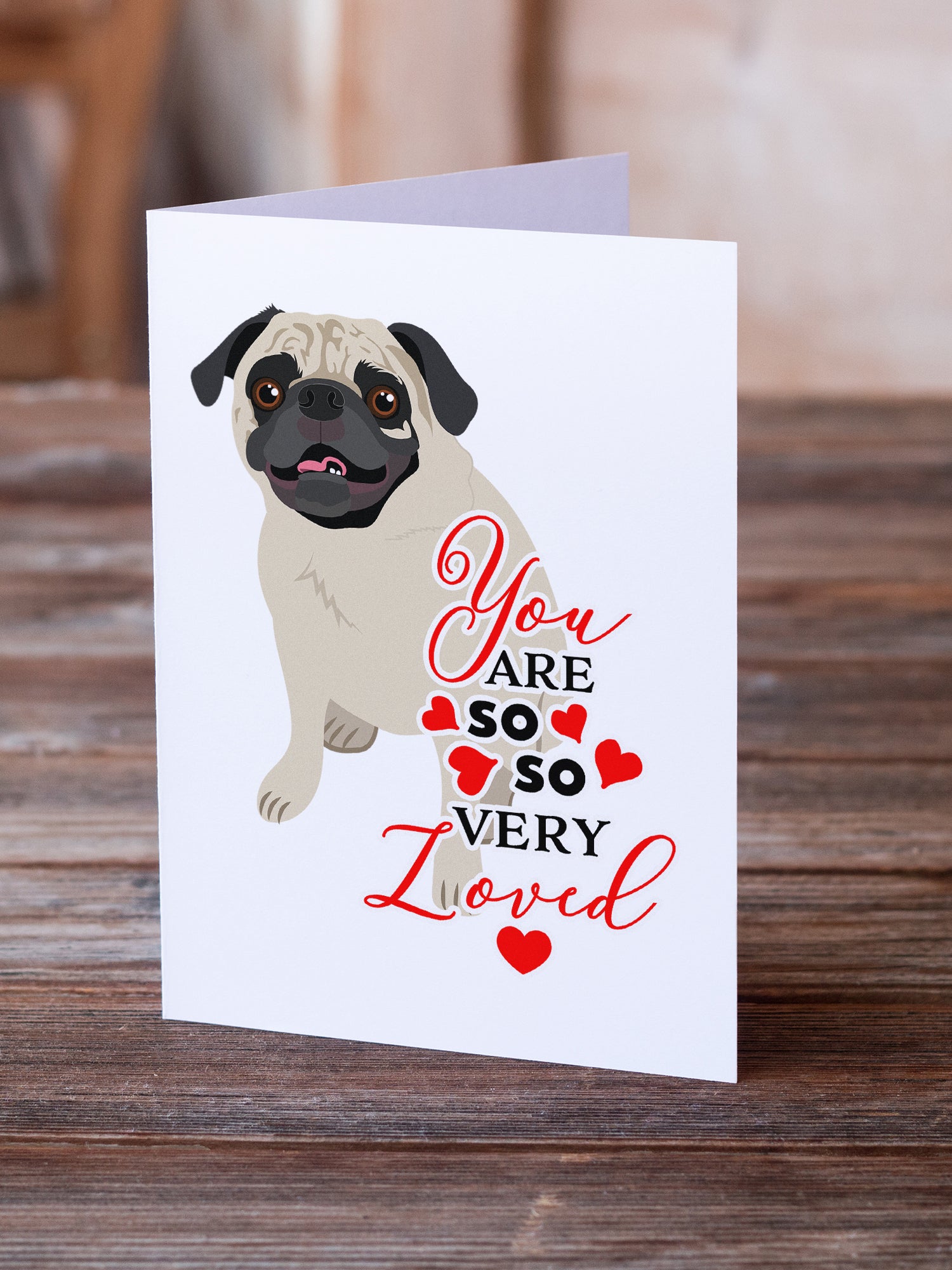 Buy this Pug Fawn #2 so Loved Greeting Cards and Envelopes Pack of 8